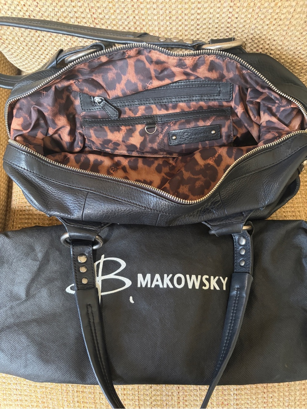 B Makowsky Black Leather Shoulder Bag